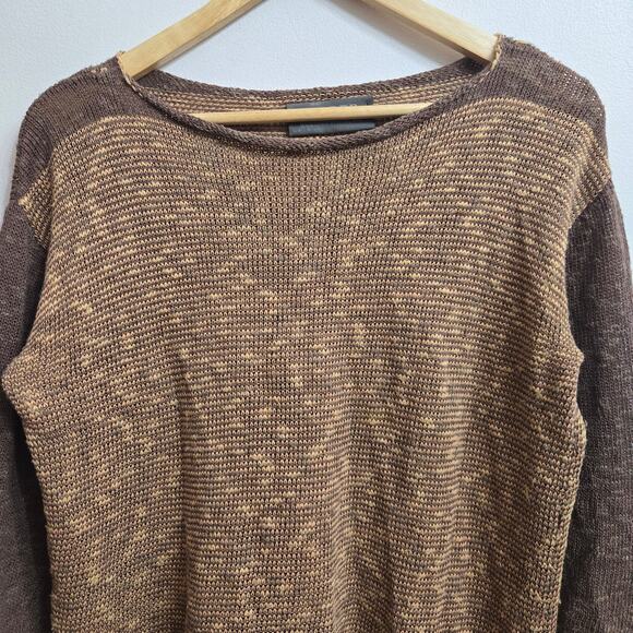Bill Baber Handmade Scotland Womens 2-Tone Brown Open Knit Wool Knit Sweater M - Picture 2 of 10